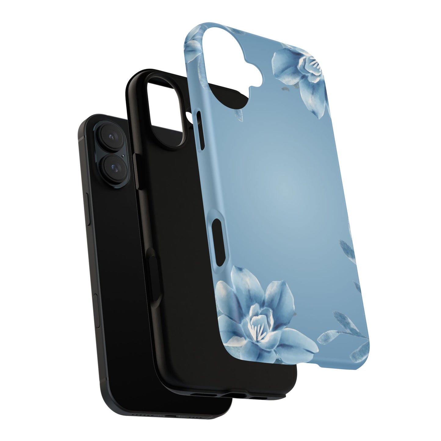 iPhone 16 series phone Case - Tough Cases with Stunning blue floral Design