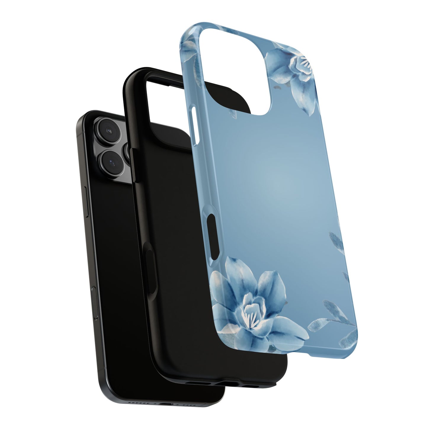 iPhone 16 series phone Case - Tough Cases with Stunning blue floral Design
