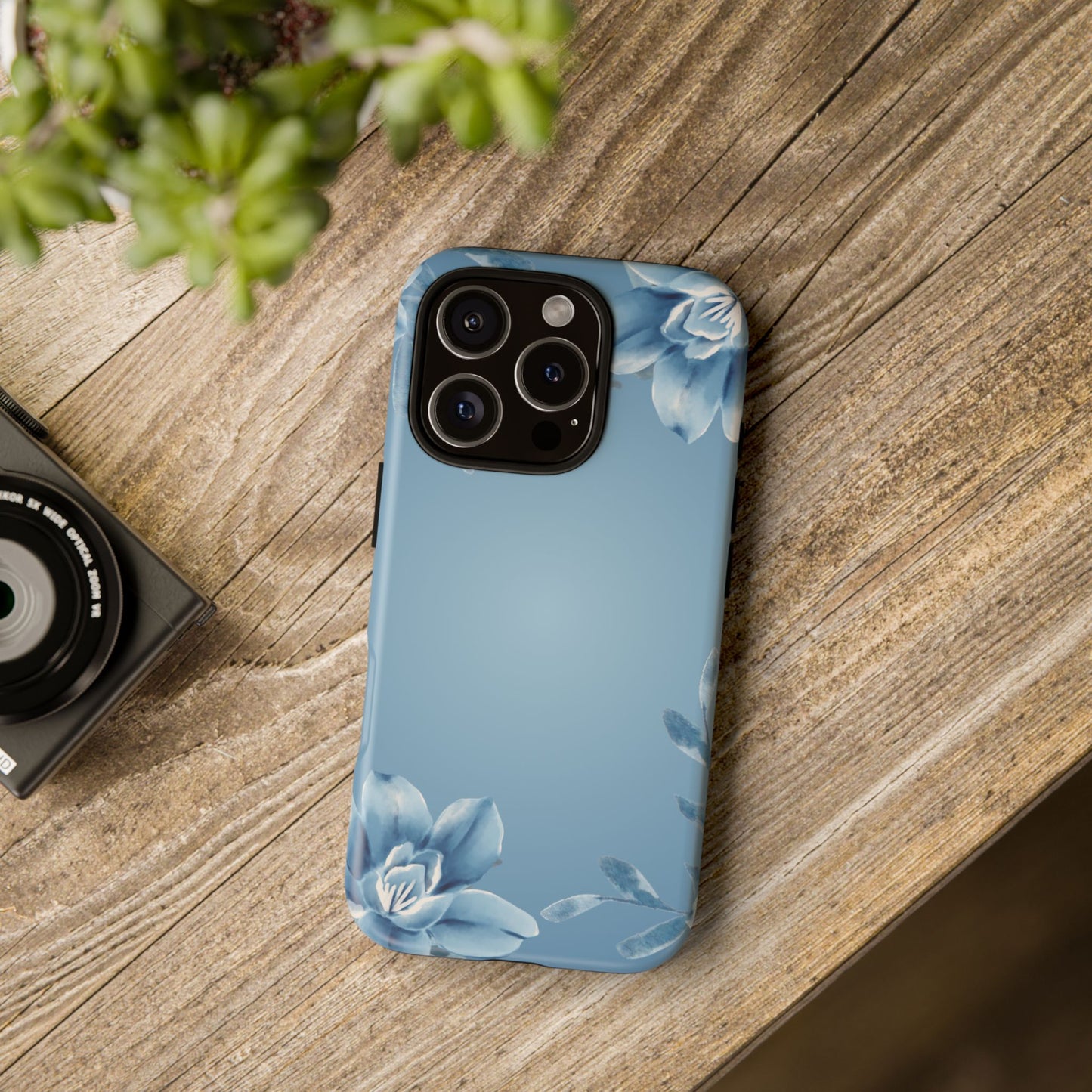 iPhone 16 series phone Case - Tough Cases with Stunning blue floral Design