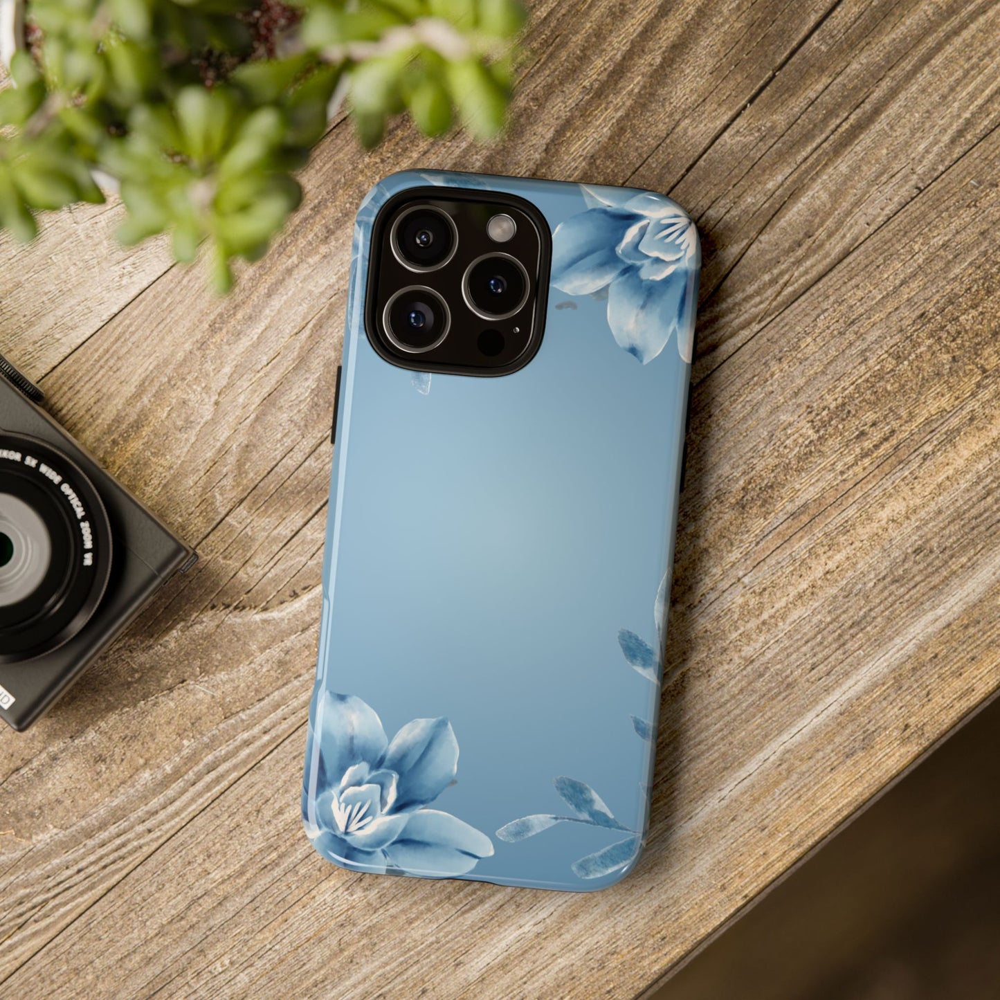 iPhone 16 series phone Case - Tough Cases with Stunning blue floral Design