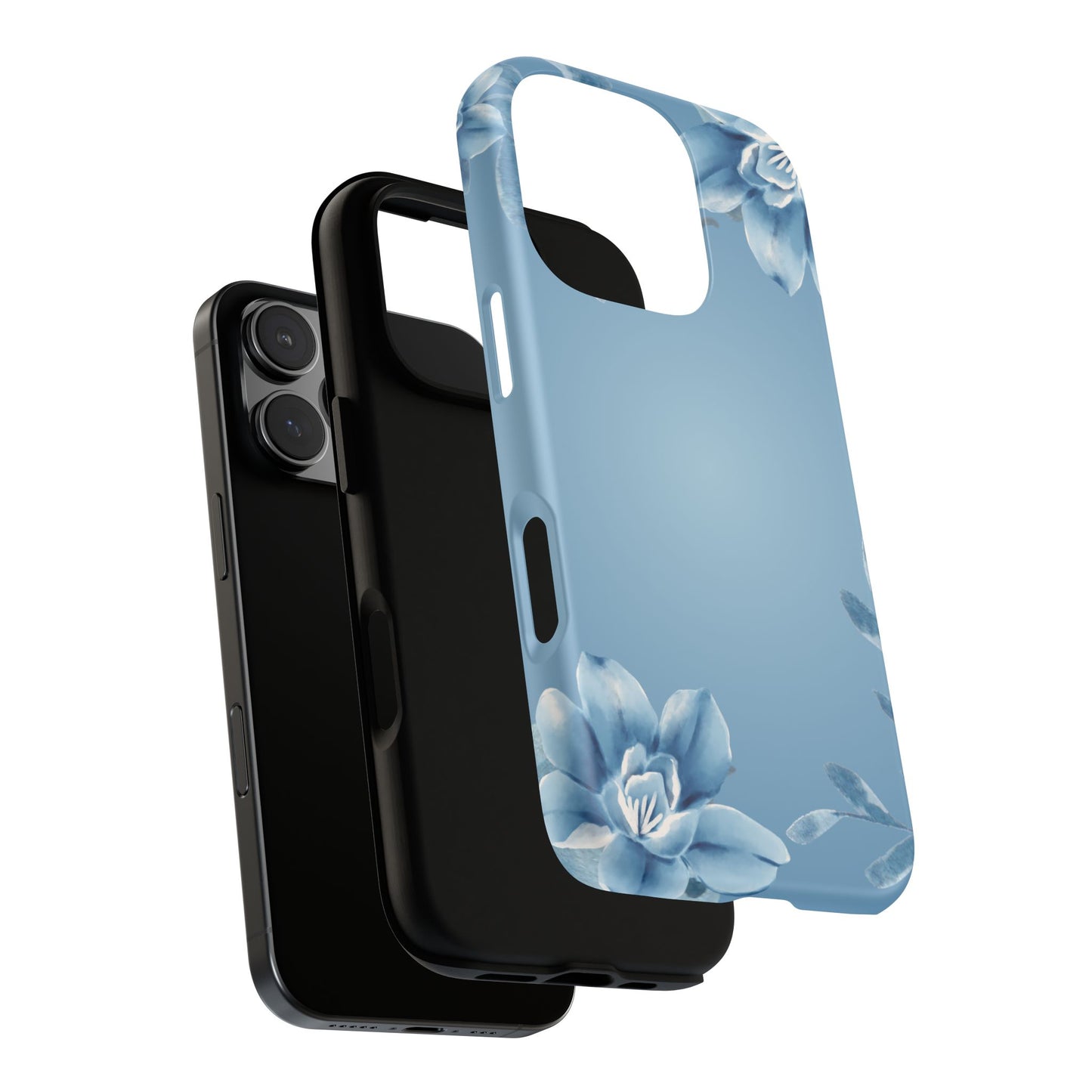 iPhone 16 series phone Case - Tough Cases with Stunning blue floral Design