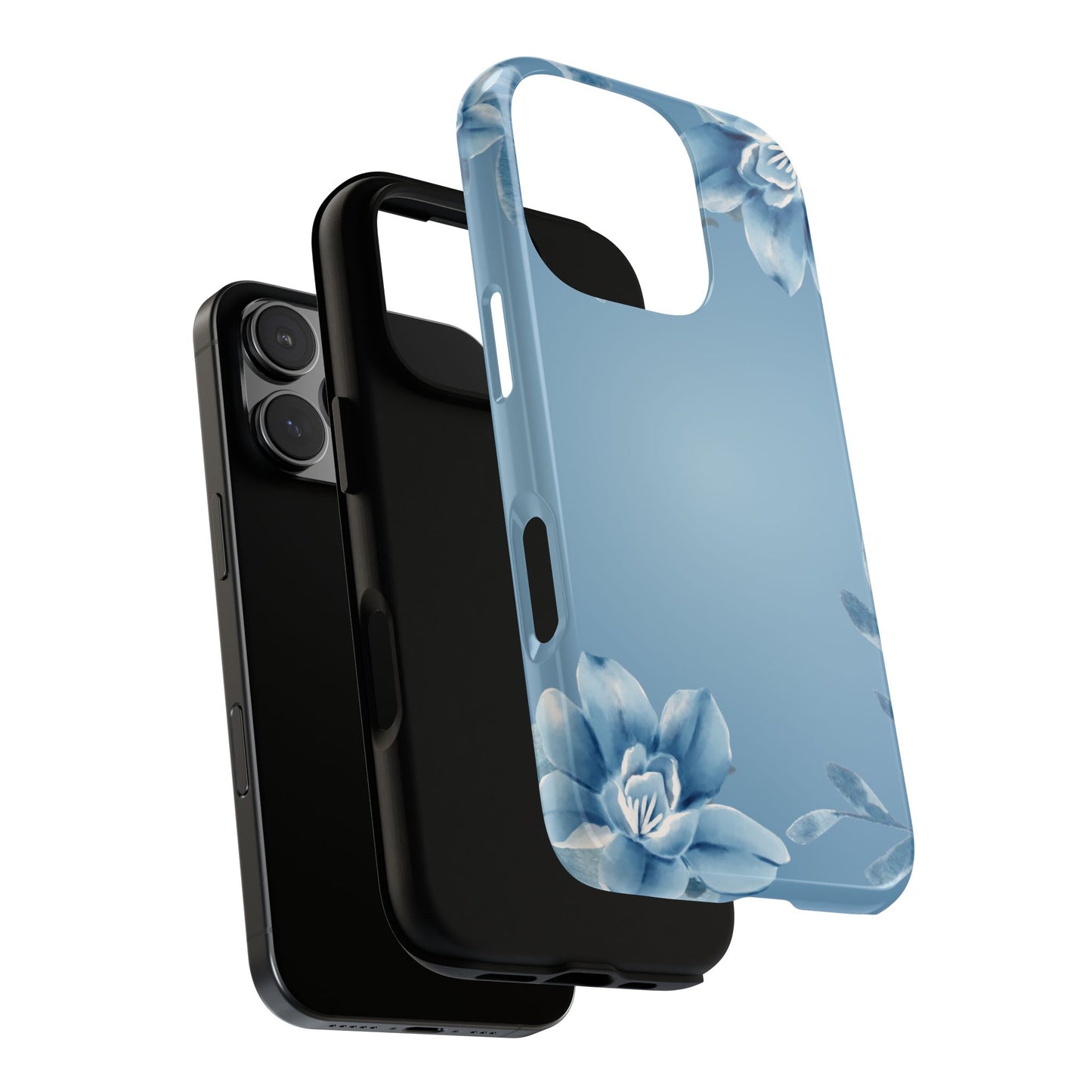 iPhone 16 series phone Case - Tough Cases with Stunning blue floral Design