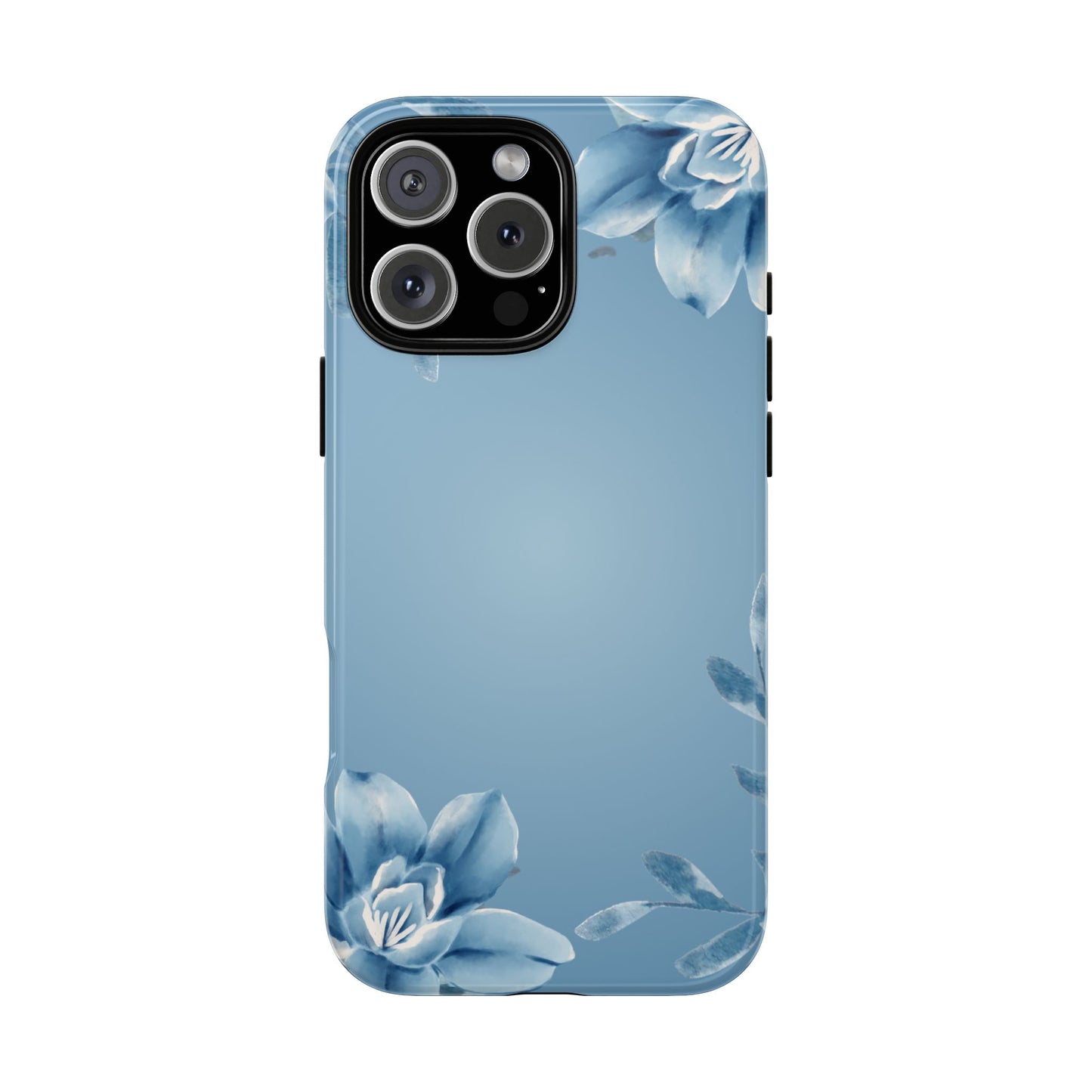 iPhone 16 series phone Case - Tough Cases with Stunning blue floral Design
