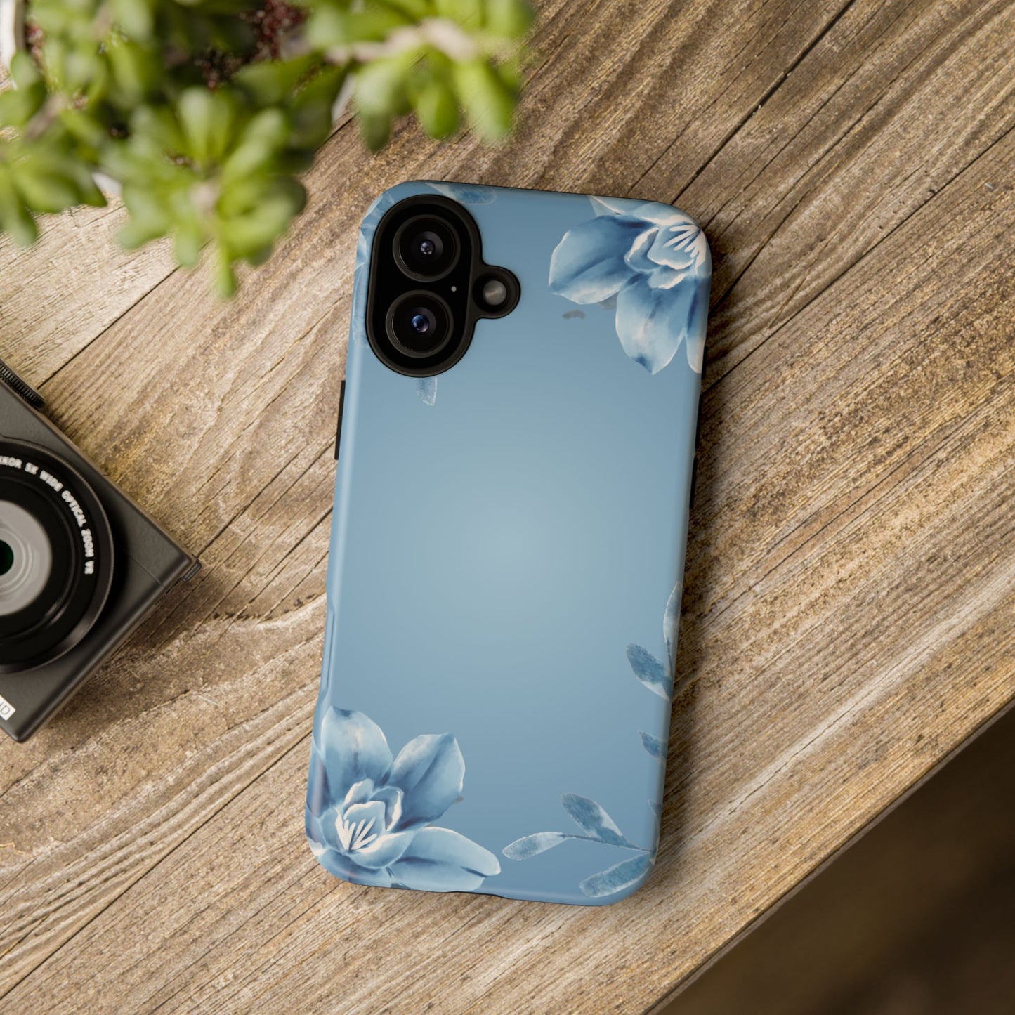 iPhone 16 series phone Case - Tough Cases with Stunning blue floral Design