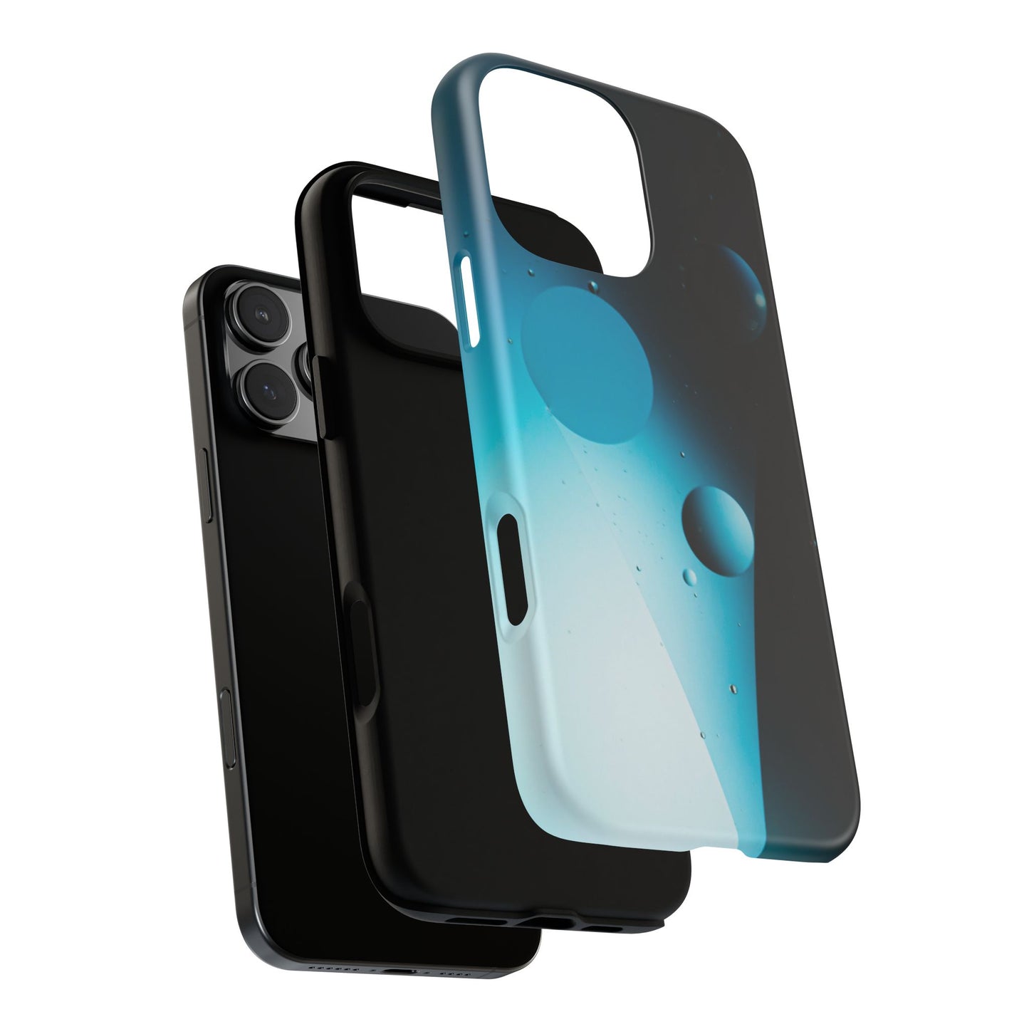 iPhone 16 series Tough phone Case - blue bubbles