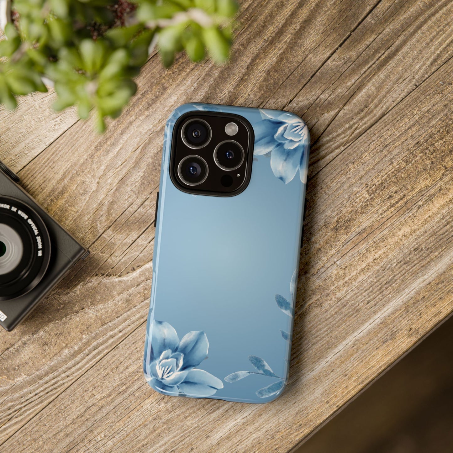 iPhone 16 series phone Case - Tough Cases with Stunning blue floral Design