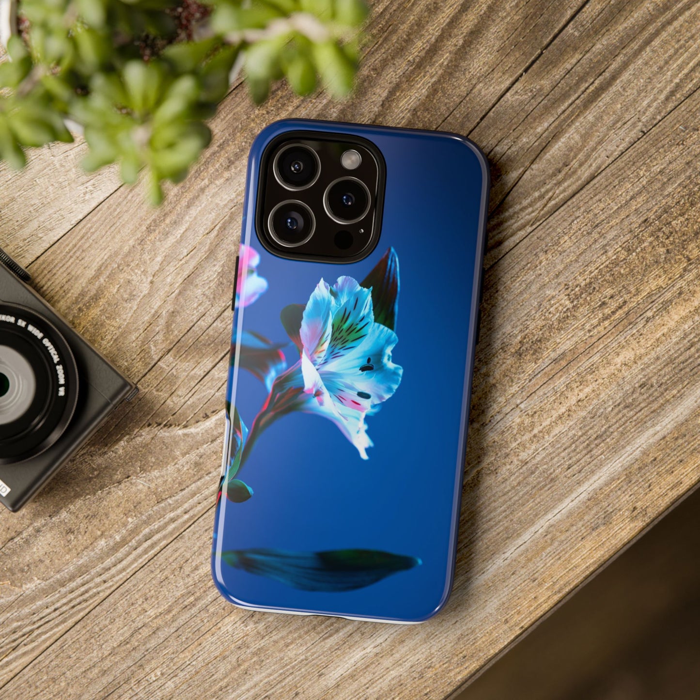 iPhone 16 series phone Case - Tough Cases blue orchid flower