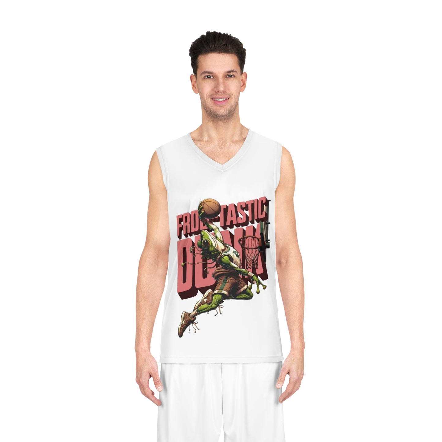Ribbit Dunk Basketball White Jersey - Men's Fun Sportswear