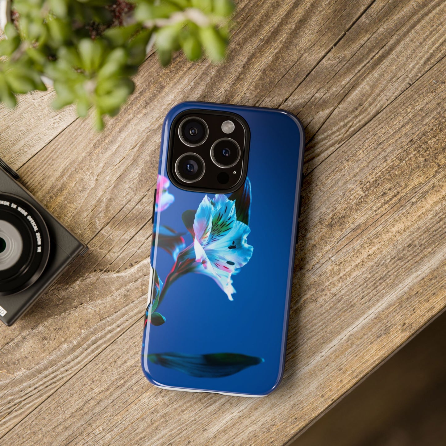 iPhone 16 series phone Case - Tough Cases blue orchid flower