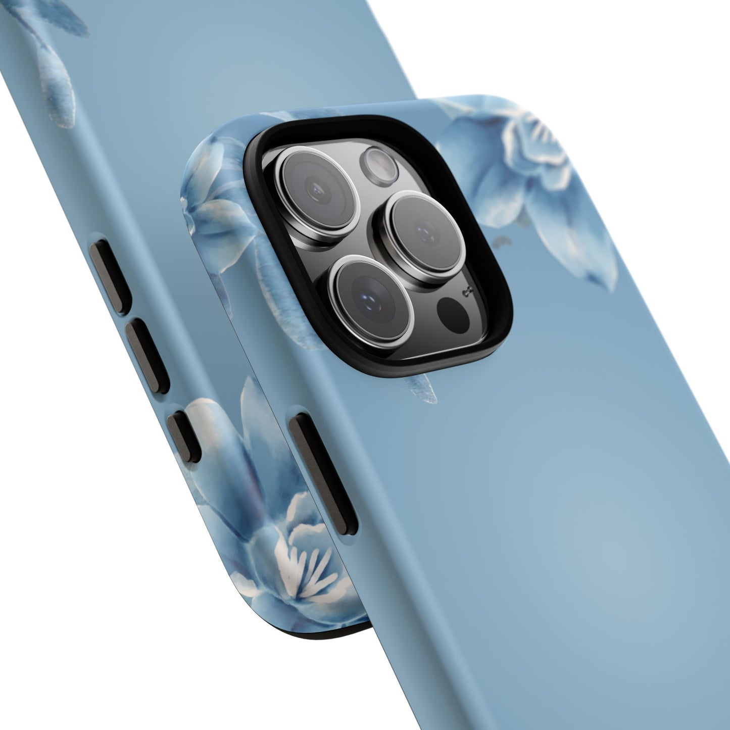 iPhone 16 series phone Case - Tough Cases with Stunning blue floral Design