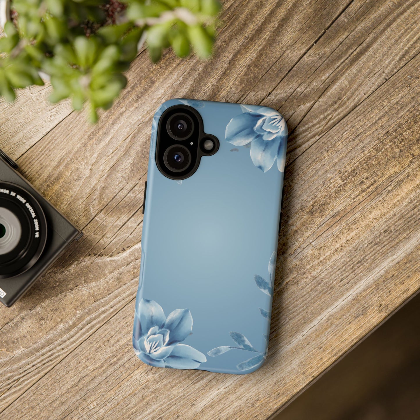 iPhone 16 series phone Case - Tough Cases with Stunning blue floral Design