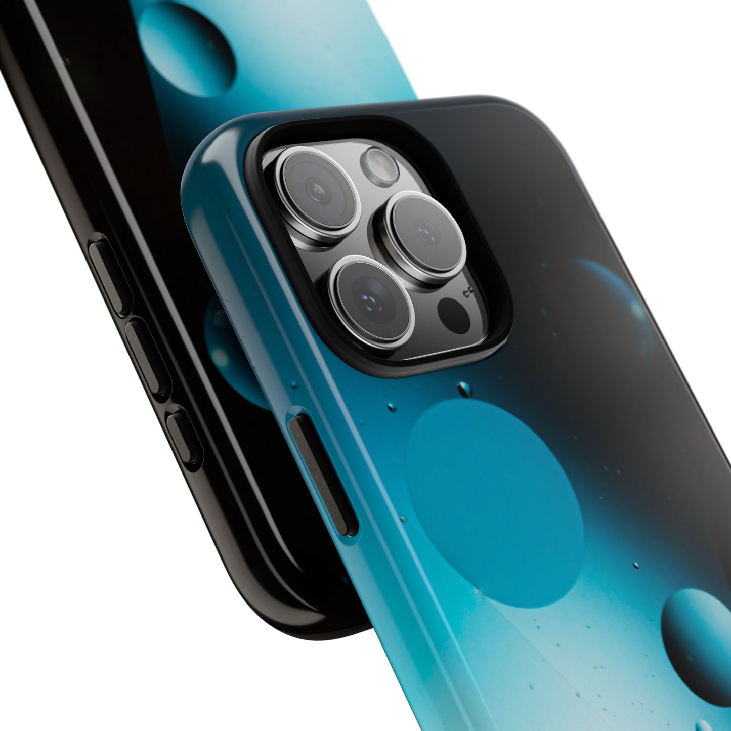 iPhone 16 series Tough phone Case - blue bubbles