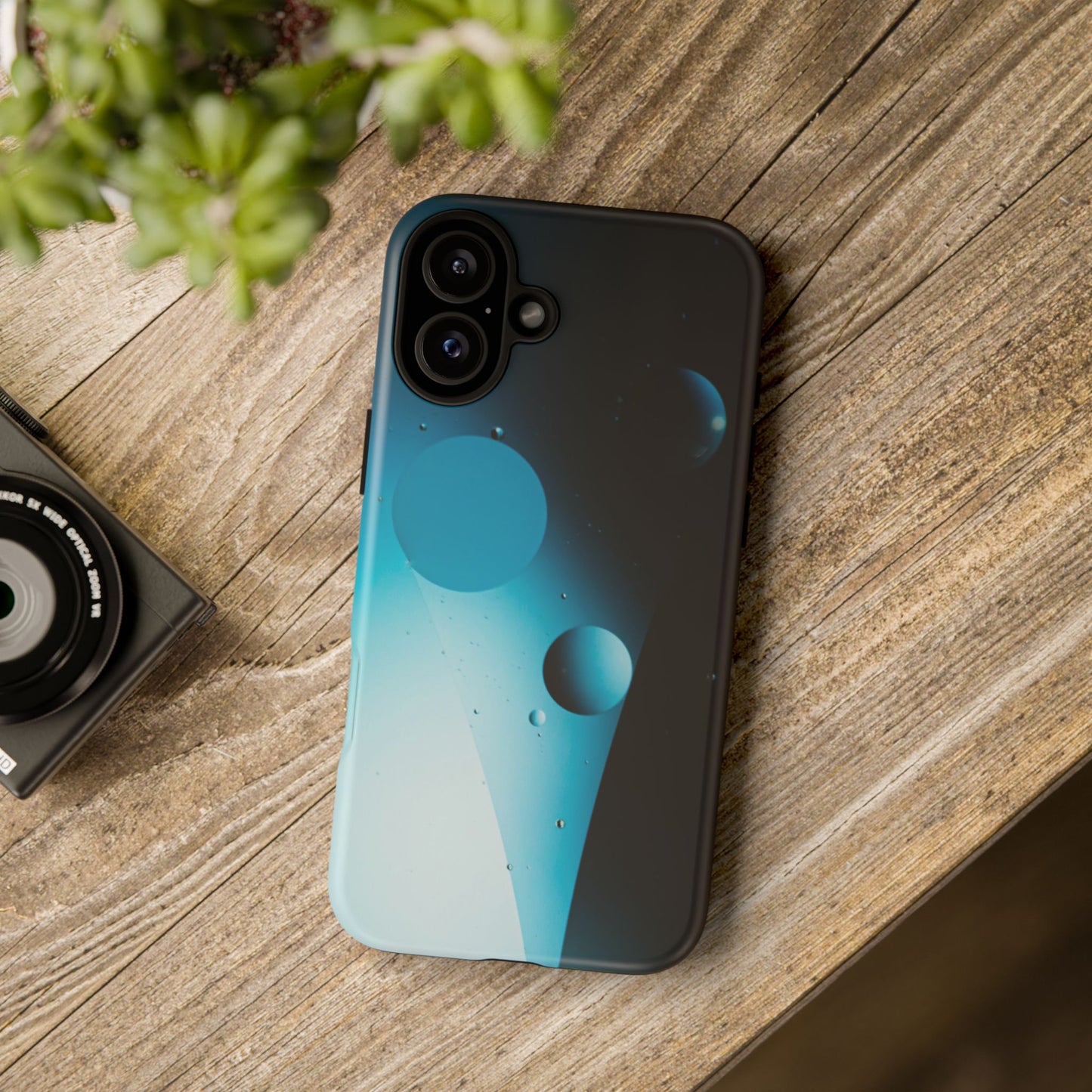 iPhone 16 series Tough phone Case - blue bubbles