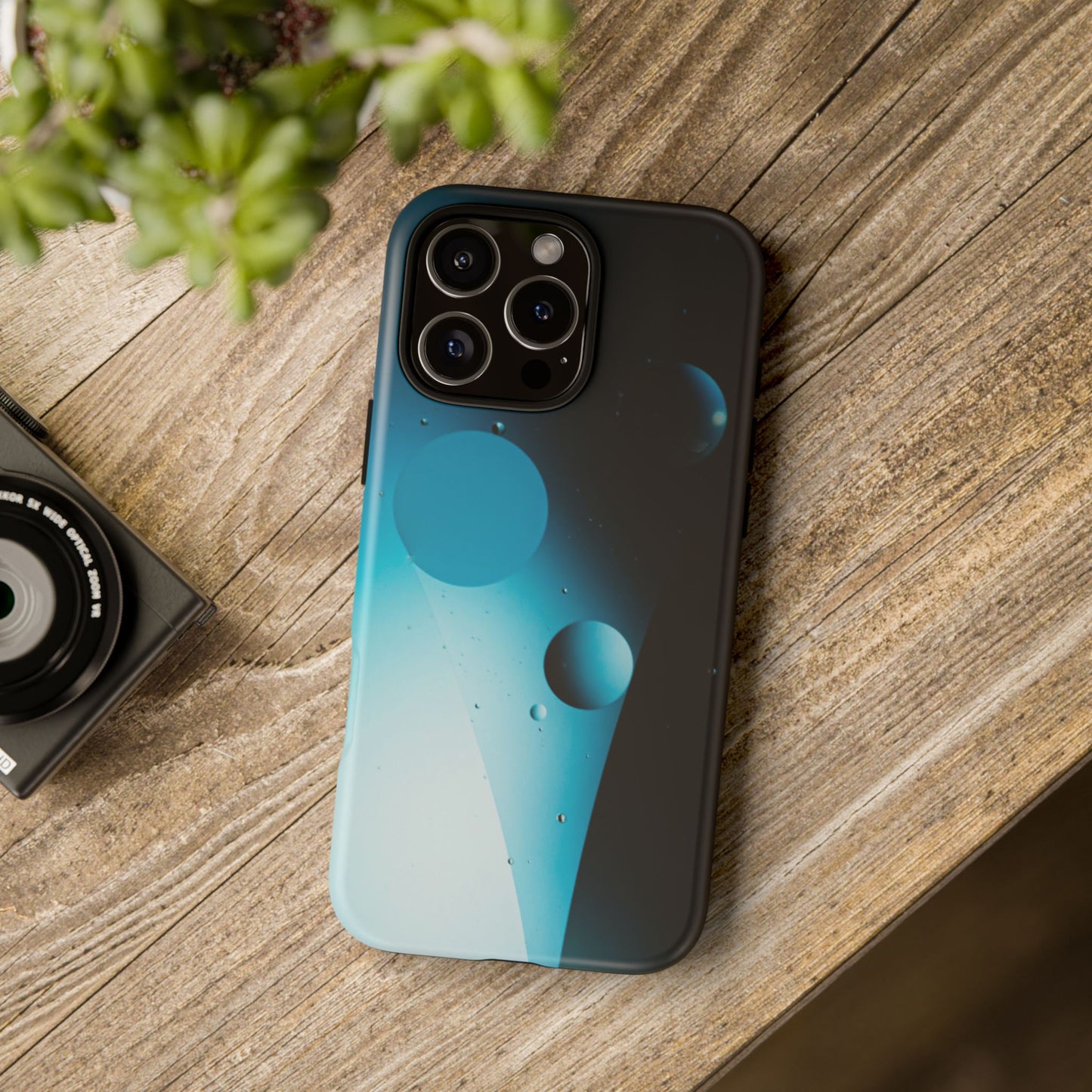 iPhone 16 series Tough phone Case - blue bubbles