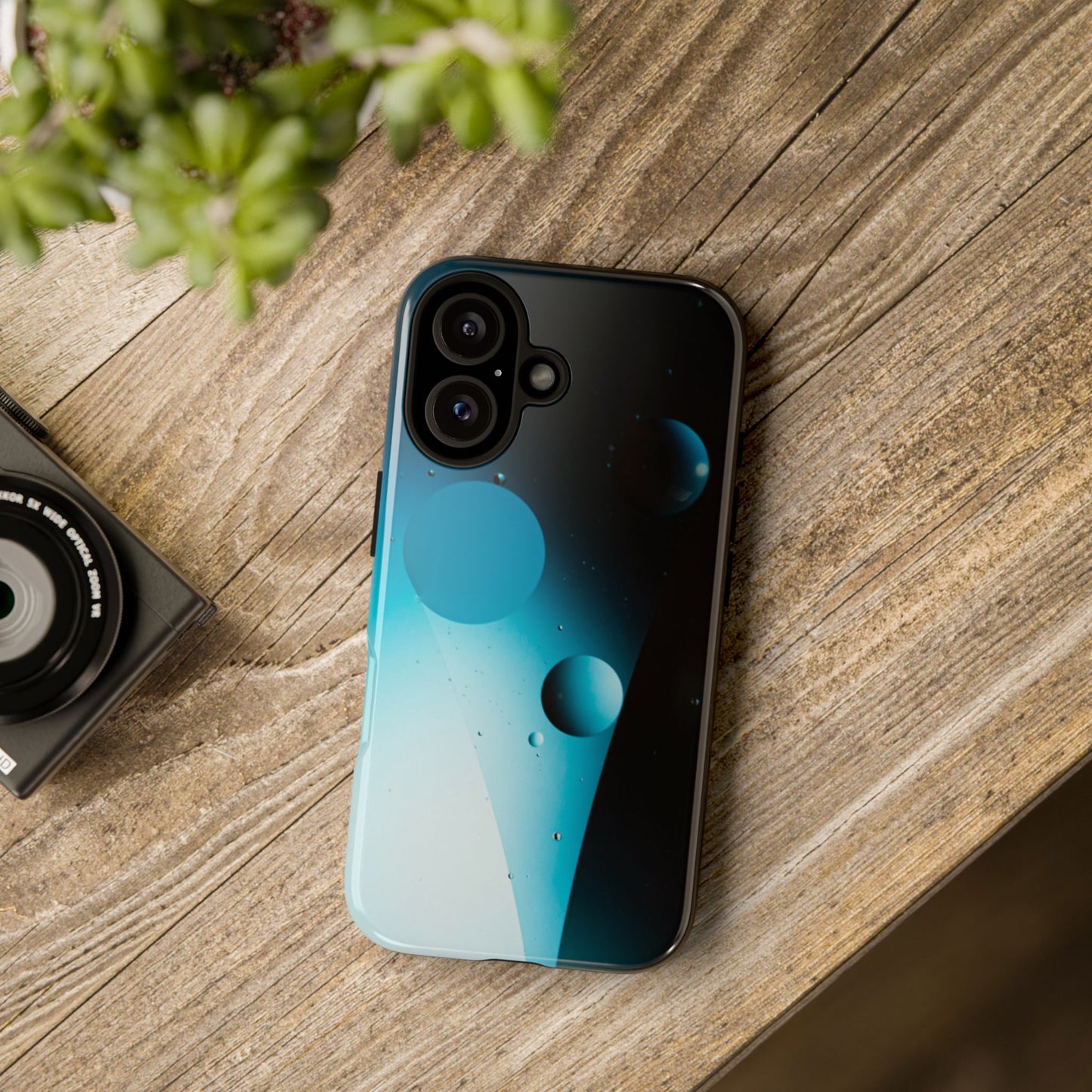 iPhone 16 series Tough phone Case - blue bubbles
