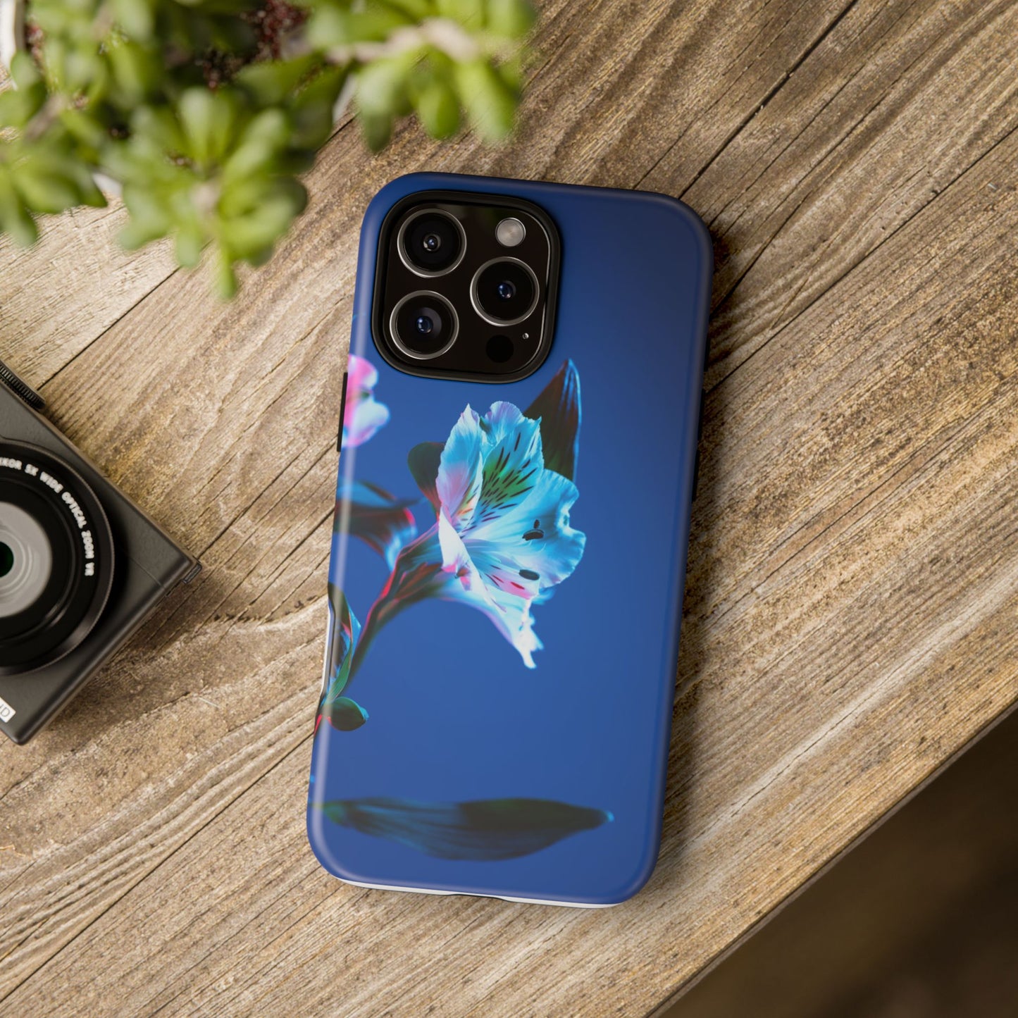 iPhone 16 series phone Case - Tough Cases blue orchid flower