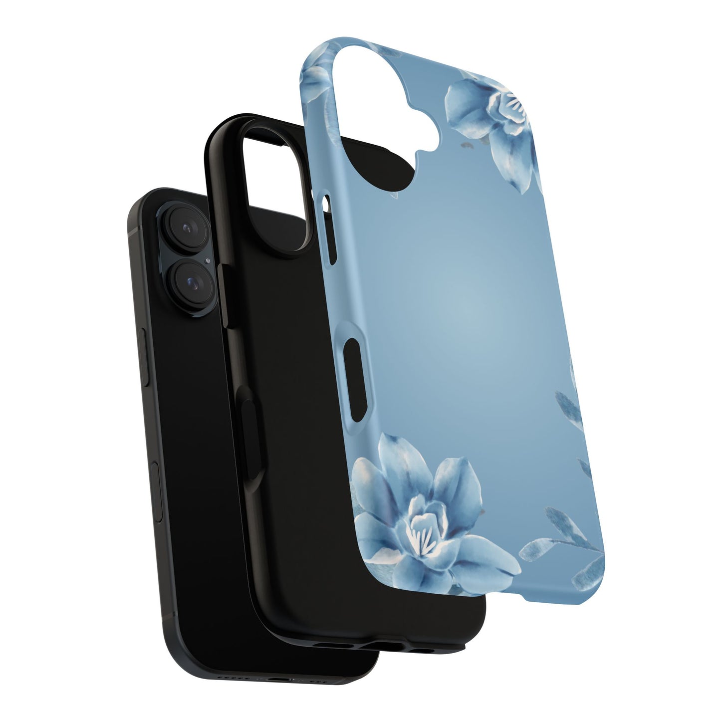 iPhone 16 series phone Case - Tough Cases with Stunning blue floral Design