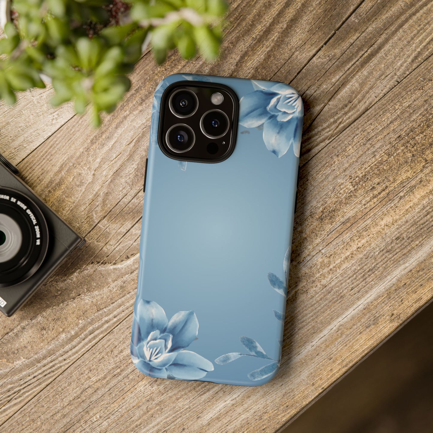 iPhone 16 series phone Case - Tough Cases with Stunning blue floral Design