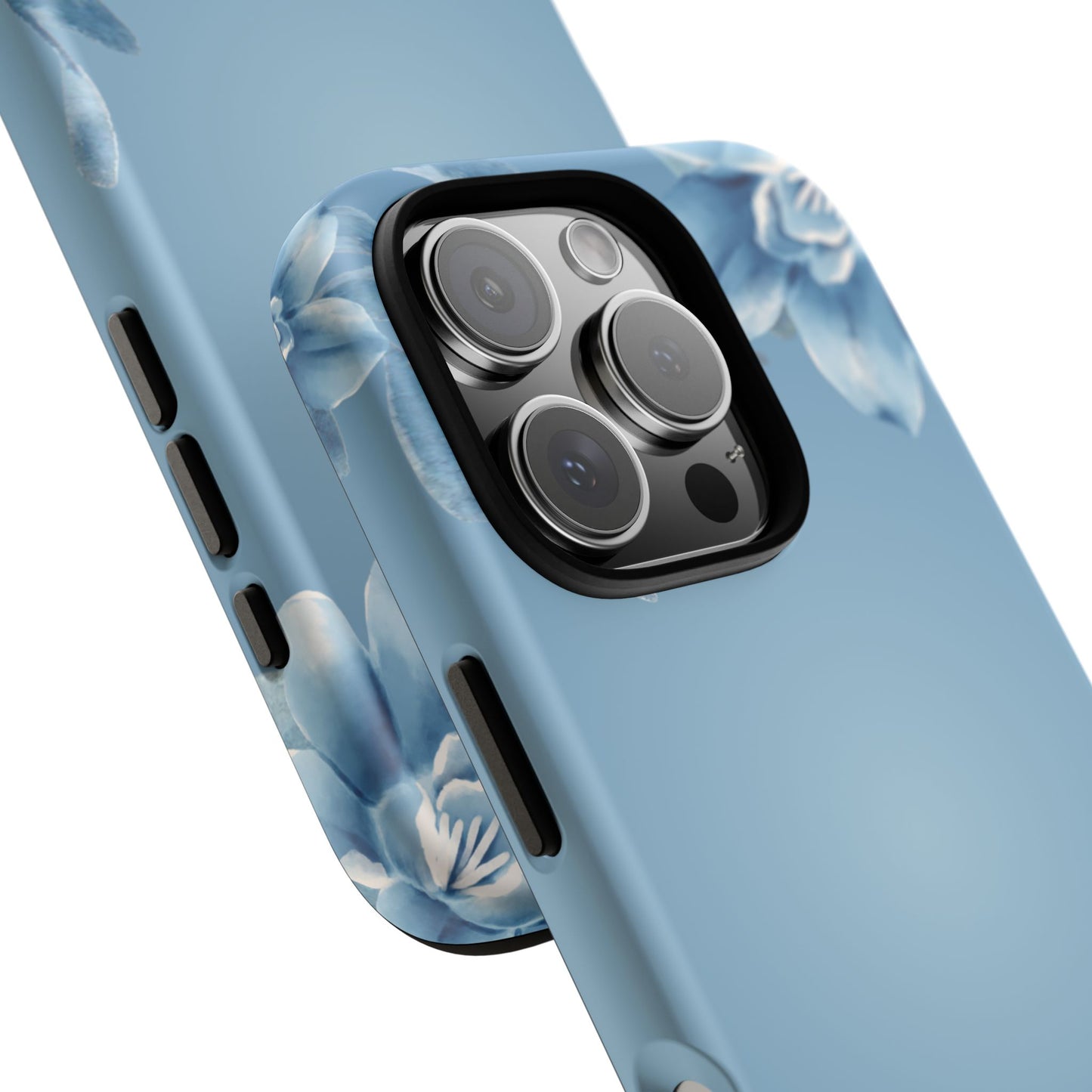 iPhone 16 series phone Case - Tough Cases with Stunning blue floral Design