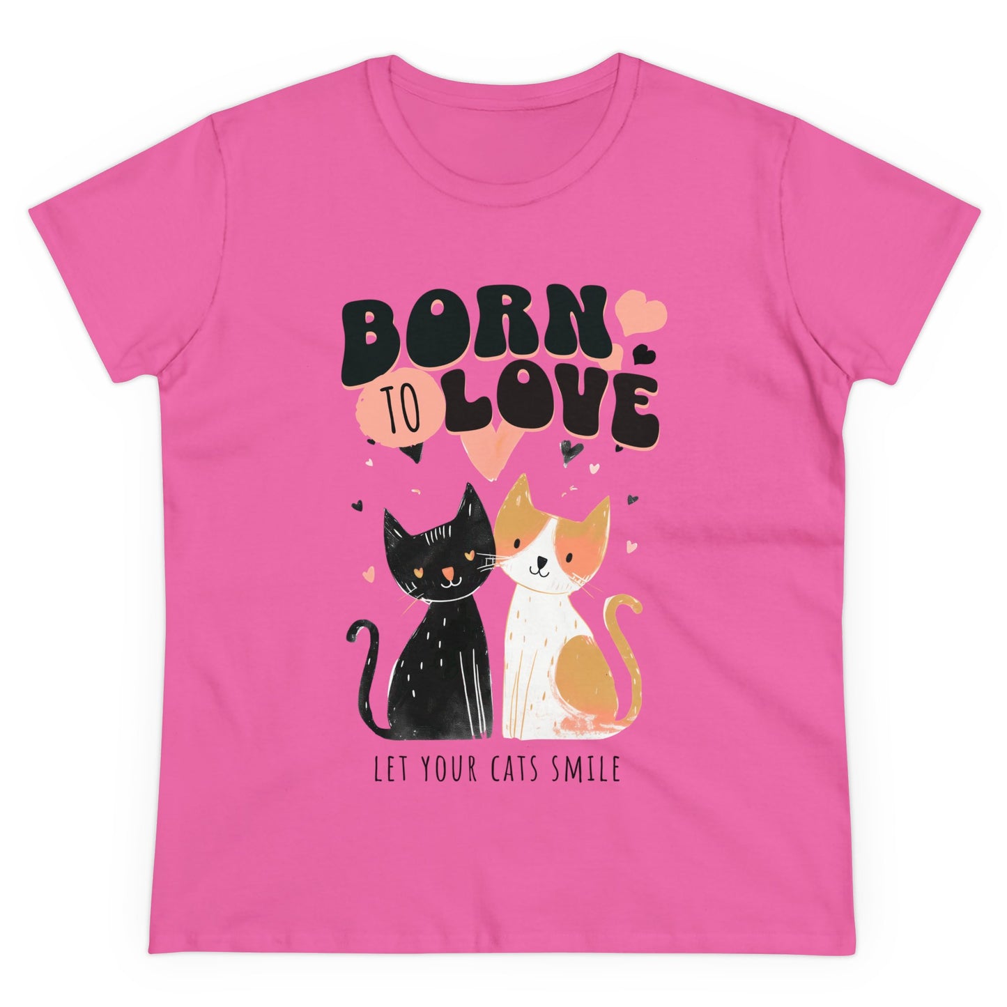 Born to love Women's Midweight Cotton Tee - Perfect for pet cat overs