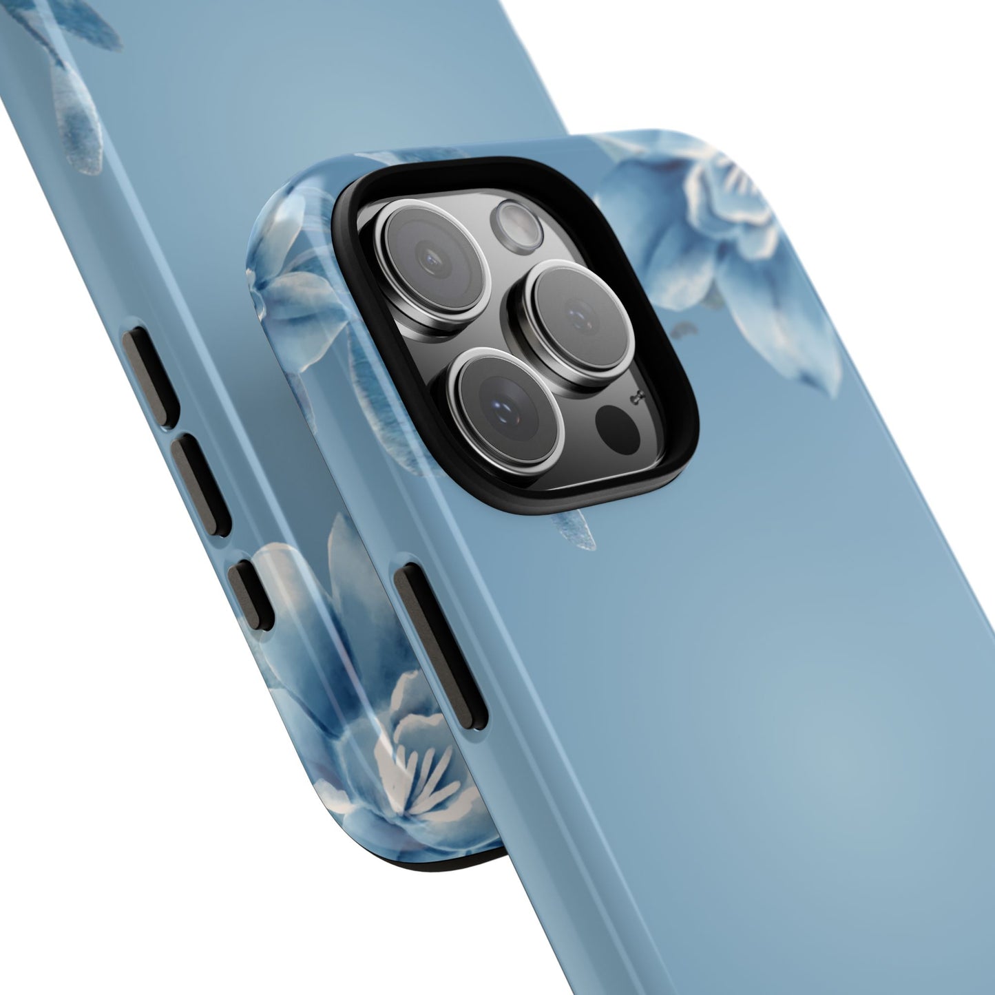iPhone 16 series phone Case - Tough Cases with Stunning blue floral Design