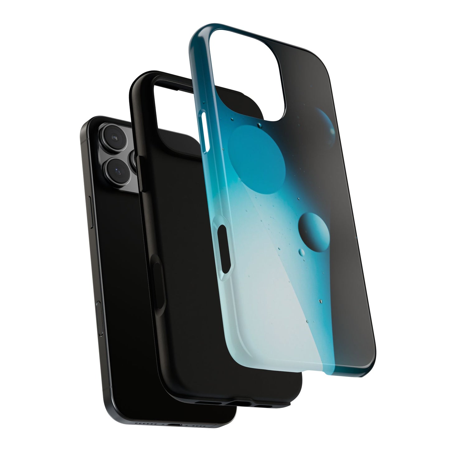 iPhone 16 series Tough phone Case - blue bubbles