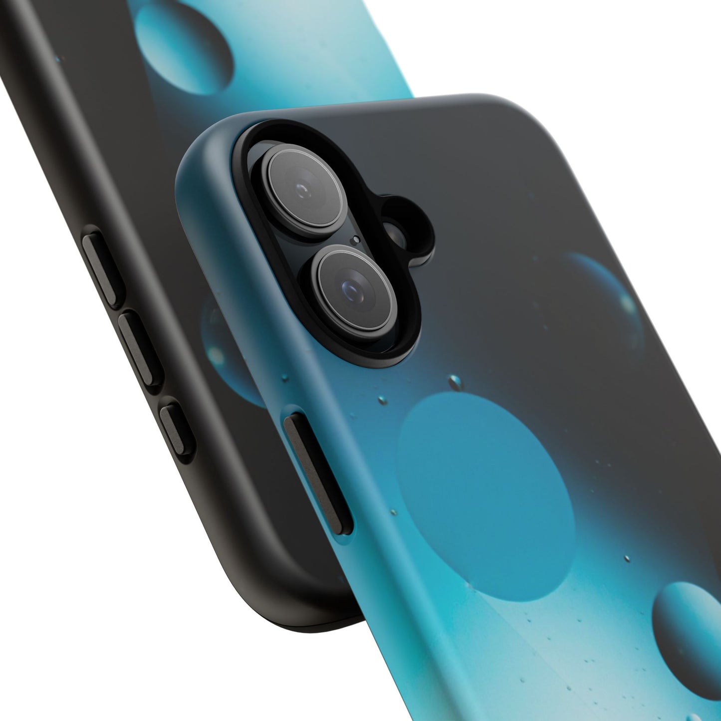 iPhone 16 series Tough phone Case - blue bubbles