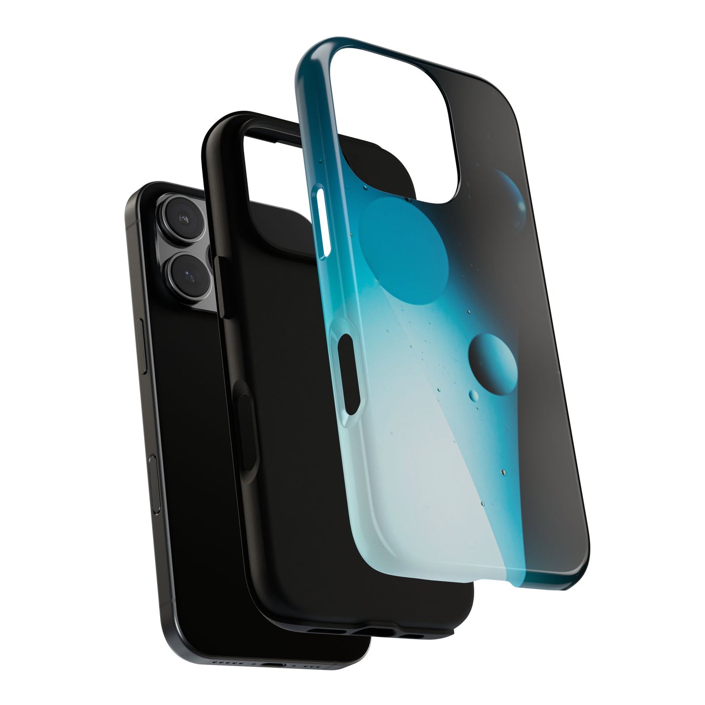 iPhone 16 series Tough phone Case - blue bubbles