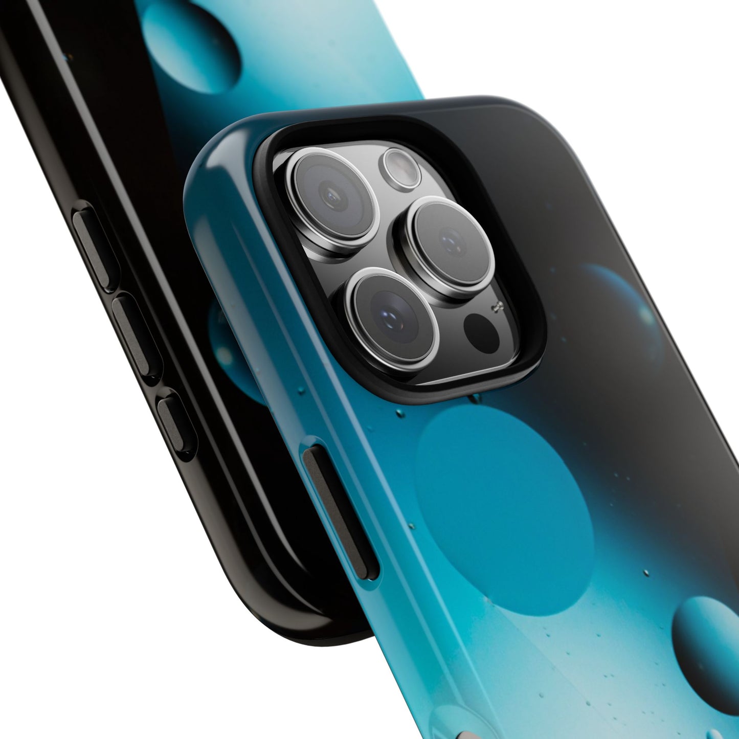iPhone 16 series Tough phone Case - blue bubbles