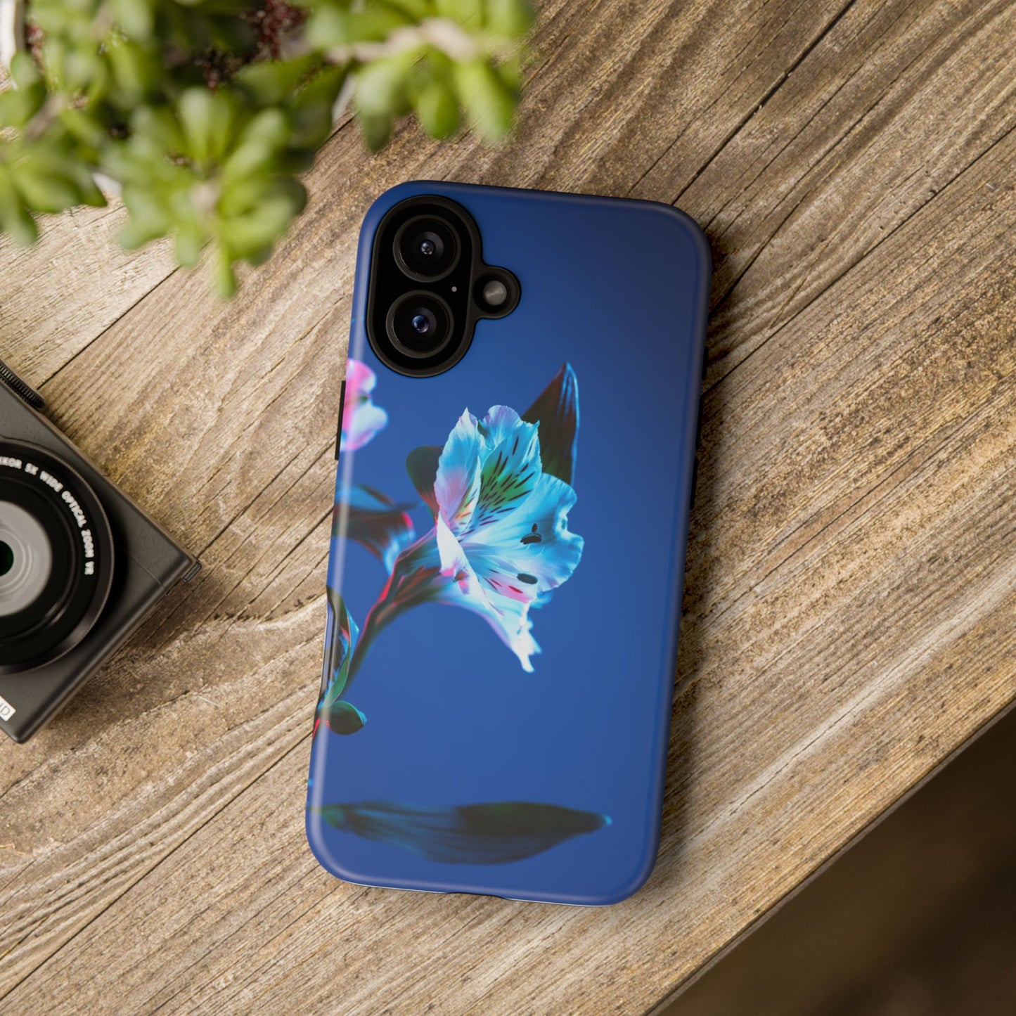 iPhone 16 series phone Case - Tough Cases blue orchid flower