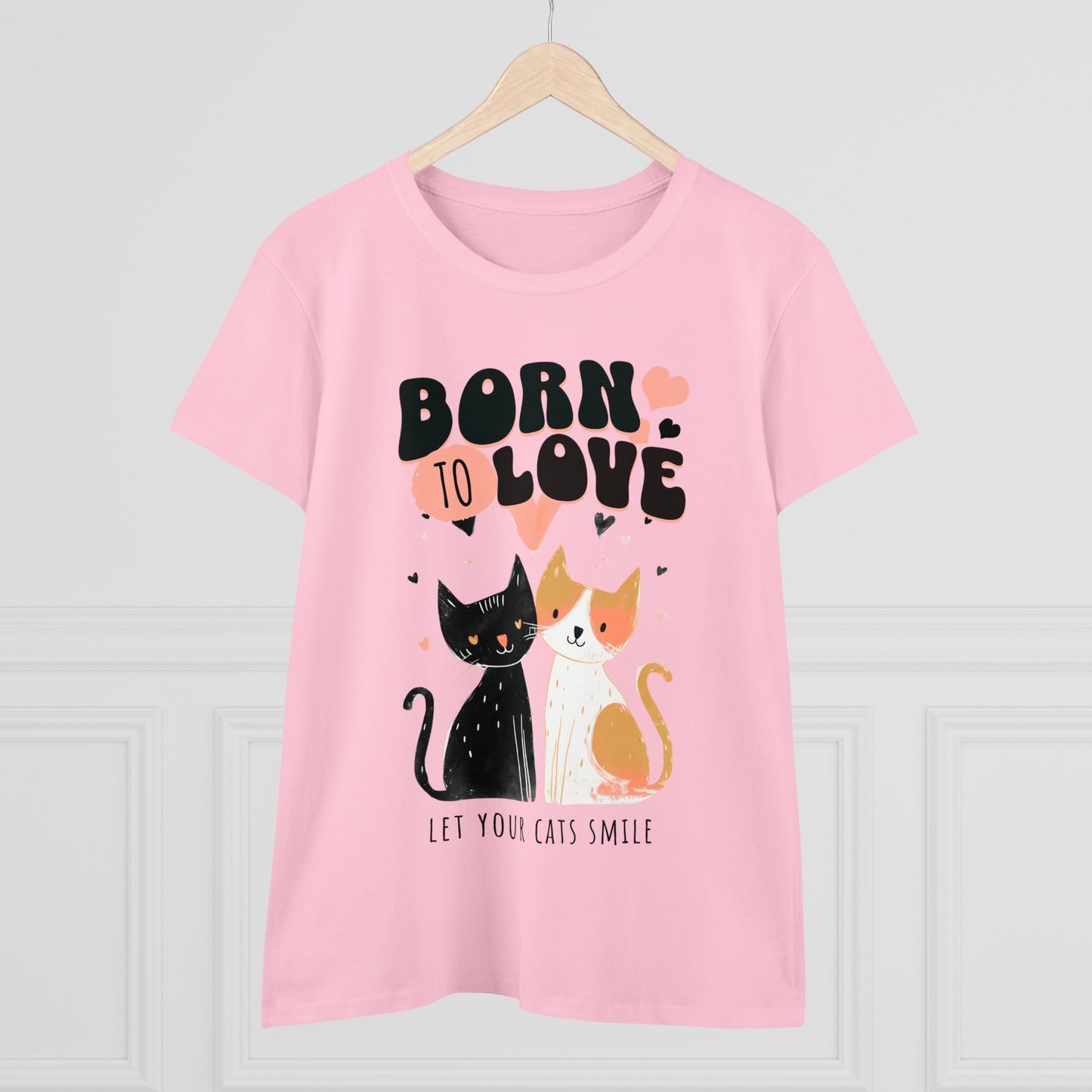 Born to love Women's Midweight Cotton Tee - Perfect for pet cat overs