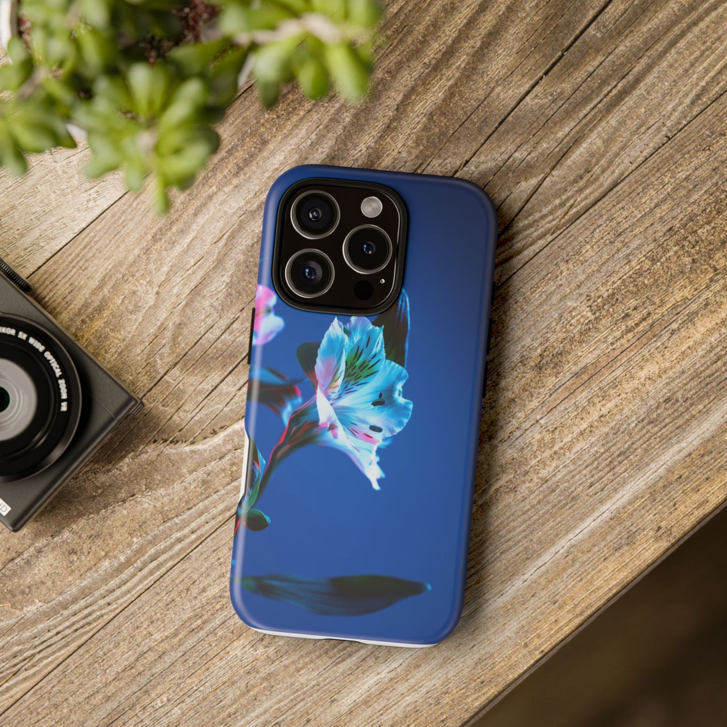 iPhone 16 series phone Case - Tough Cases blue orchid flower