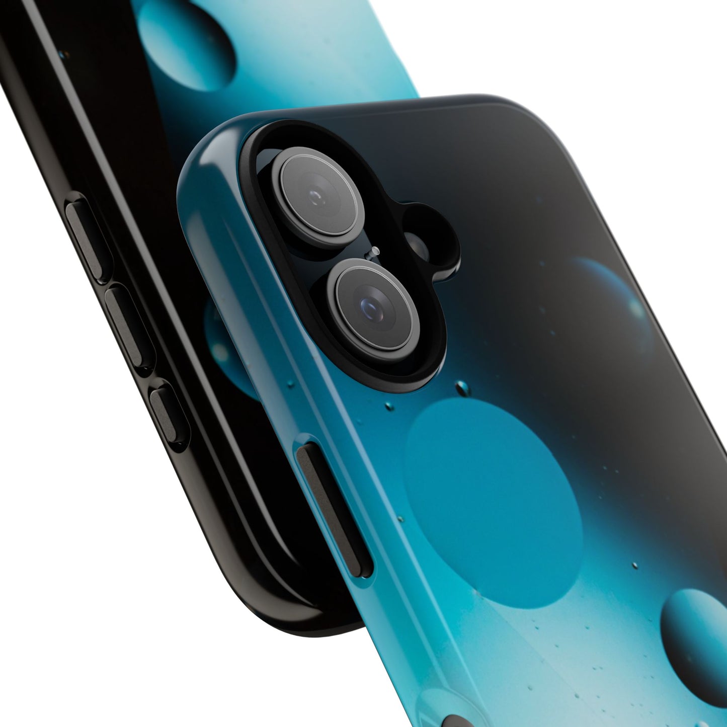 iPhone 16 series Tough phone Case - blue bubbles