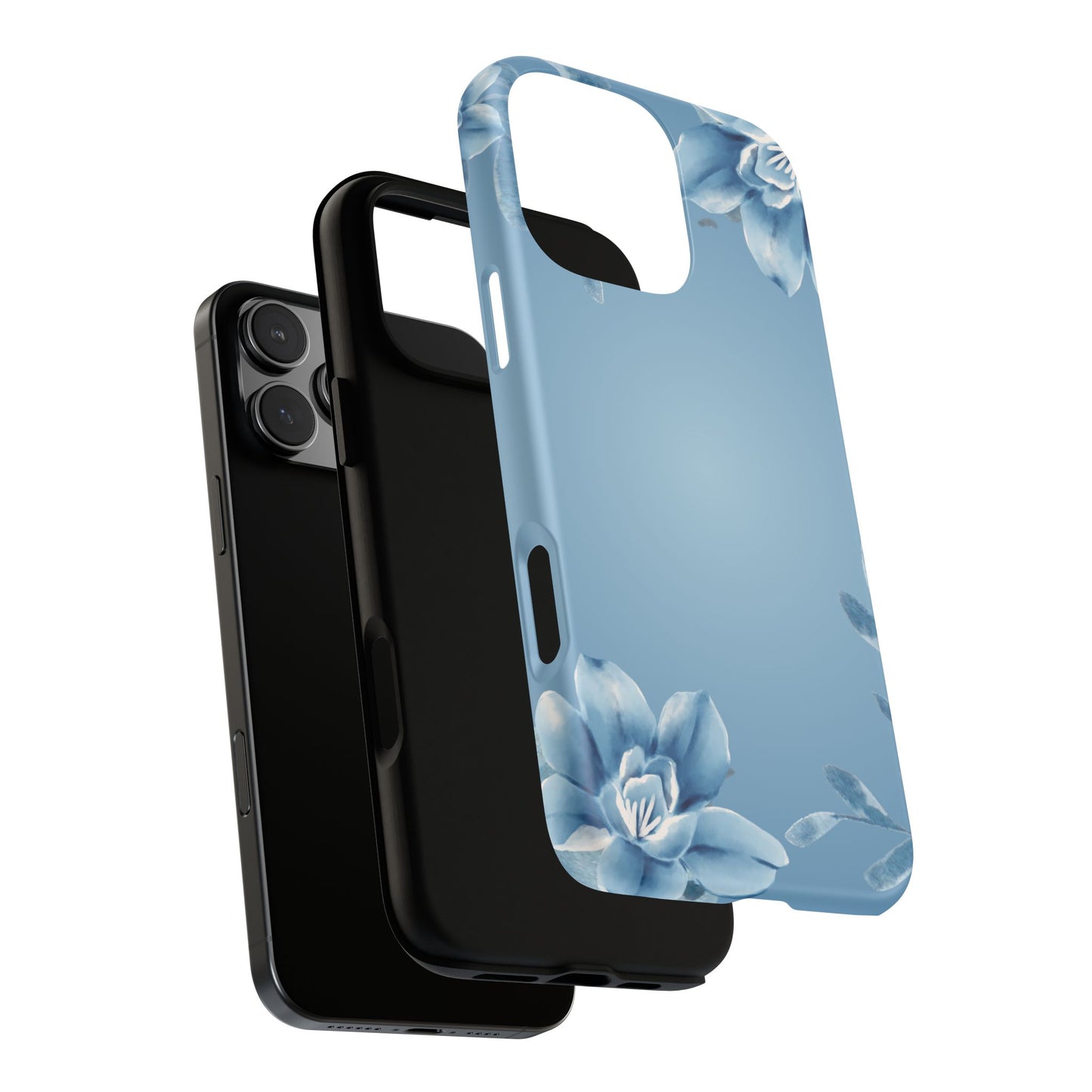 iPhone 16 series phone Case - Tough Cases with Stunning blue floral Design