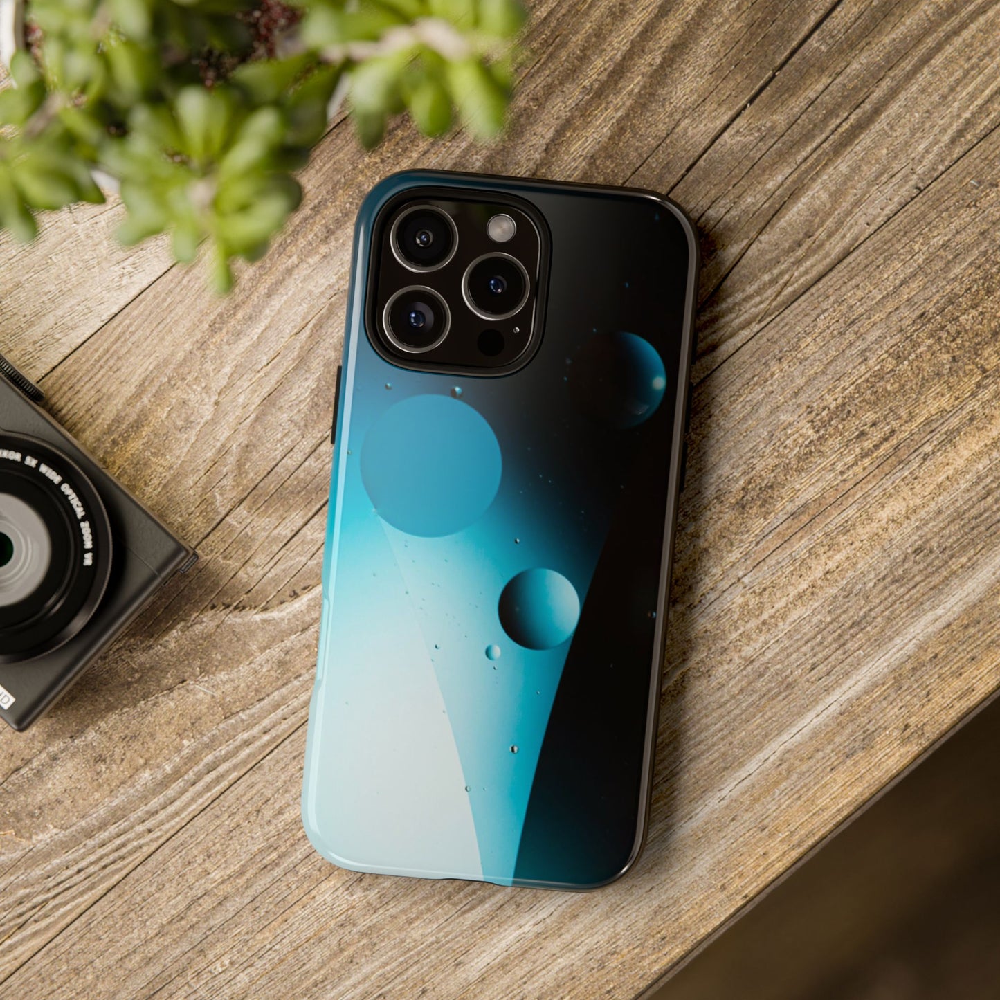 iPhone 16 series Tough phone Case - blue bubbles
