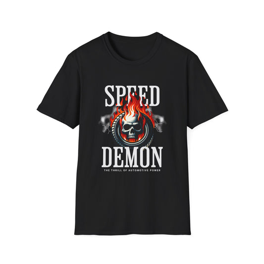 Printed T-shirts  New York Black unisex softstyle T-shirt with 'SPEED DEMON' graphic in red and white on the front.
