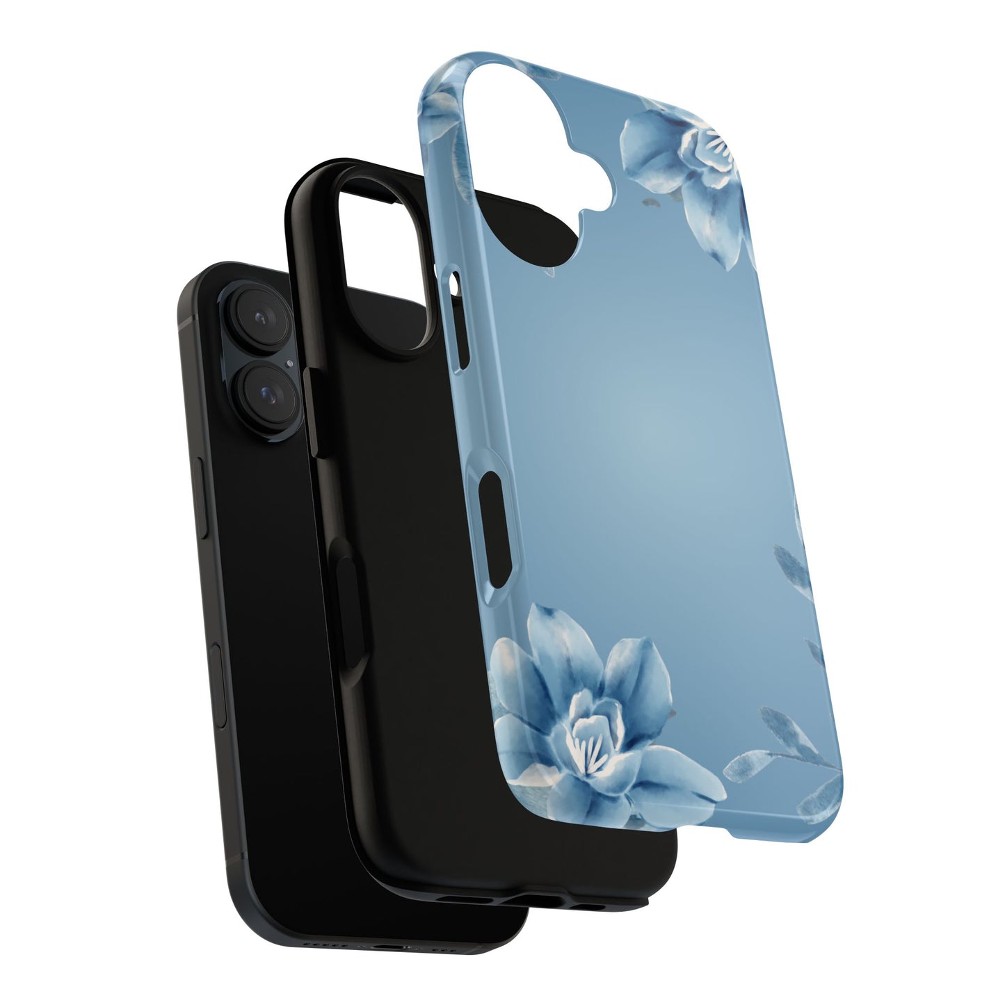 iPhone 16 series phone Case - Tough Cases with Stunning blue floral Design