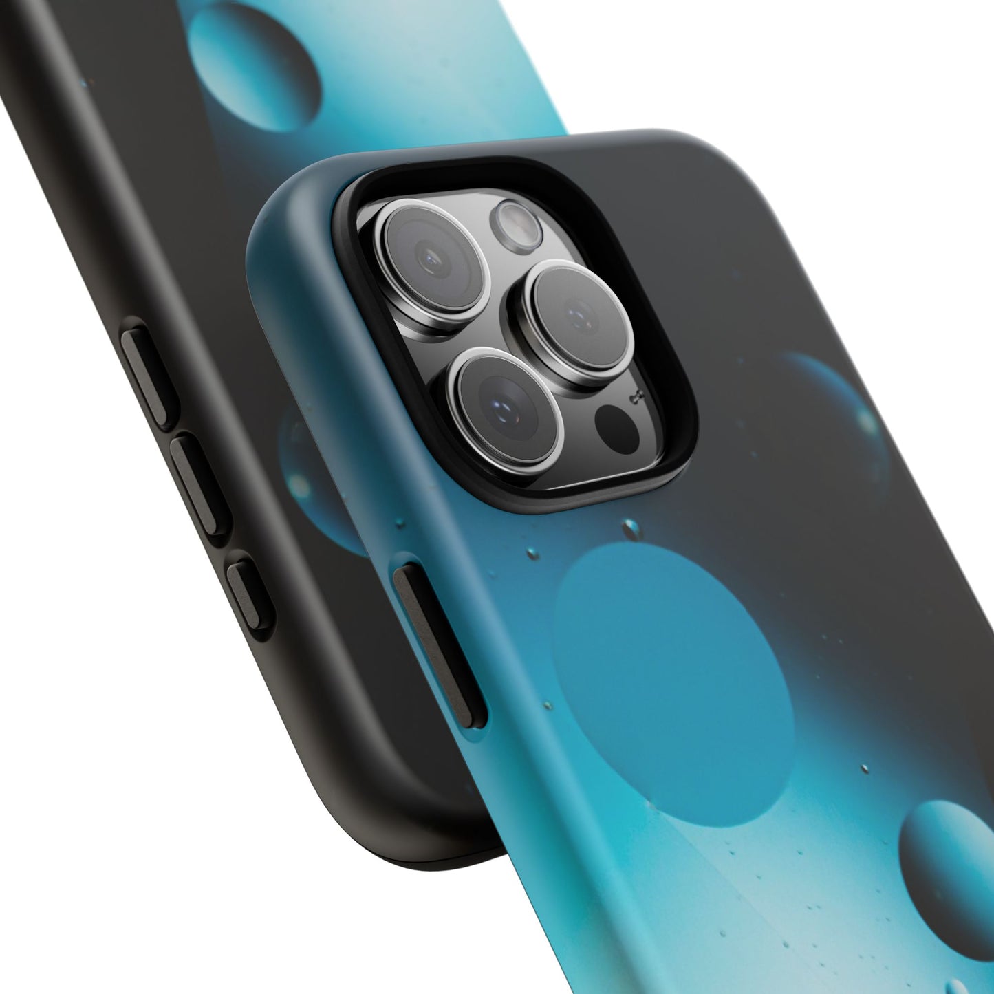 iPhone 16 series Tough phone Case - blue bubbles