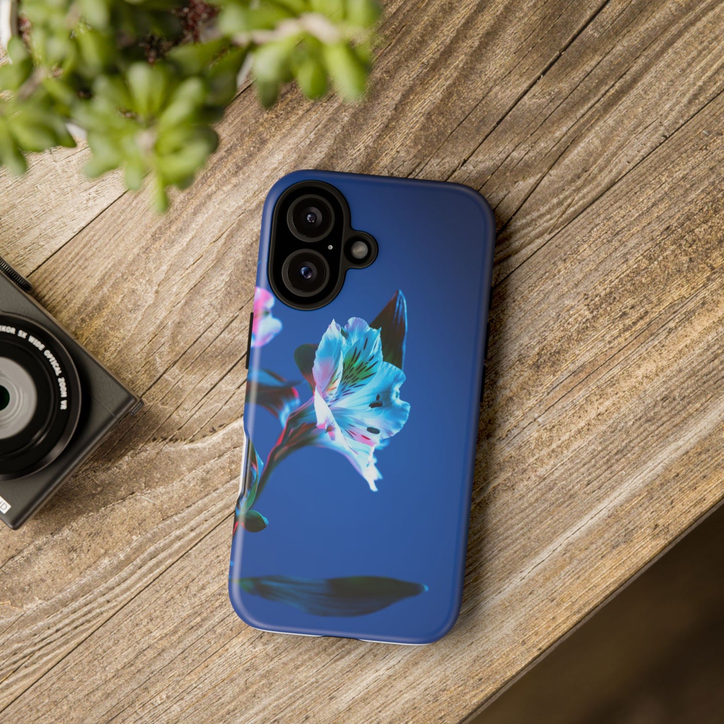 iPhone 16 series phone Case - Tough Cases blue orchid flower