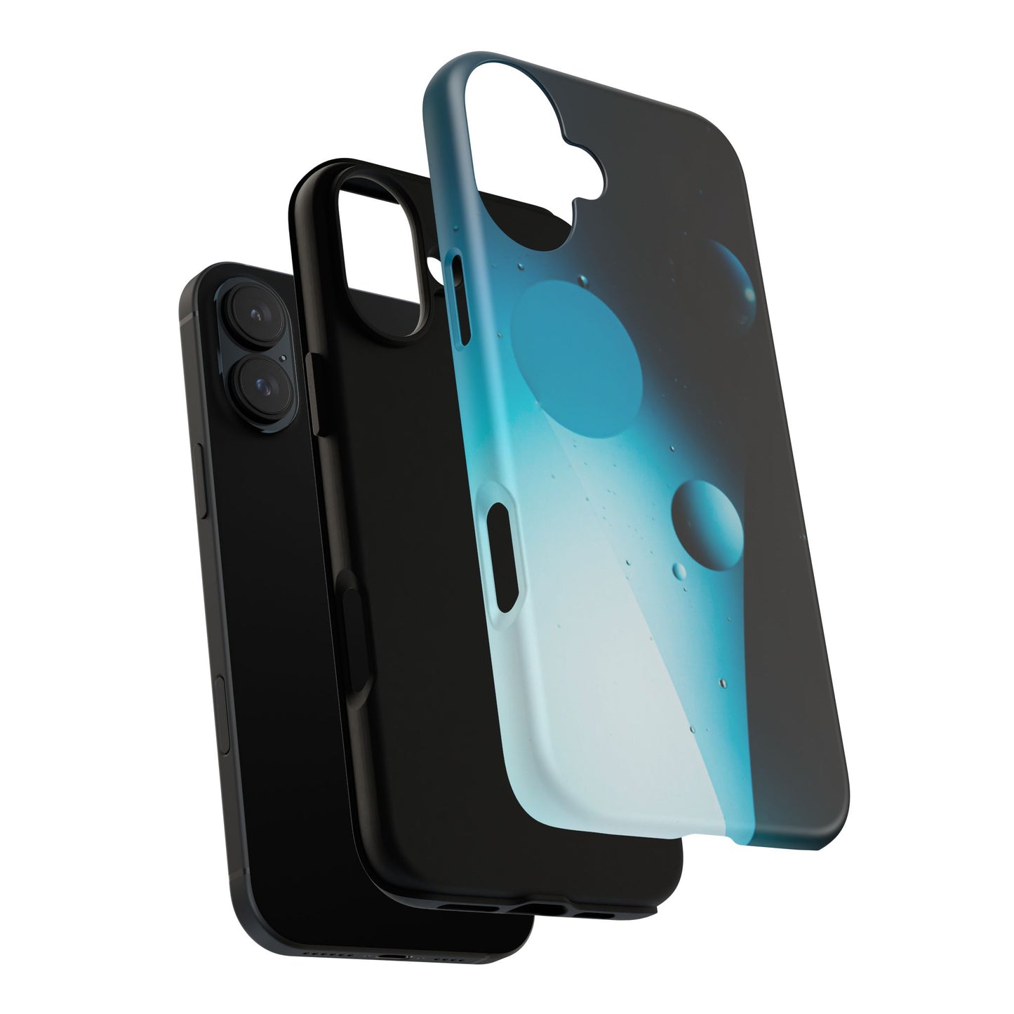 iPhone 16 series Tough phone Case - blue bubbles