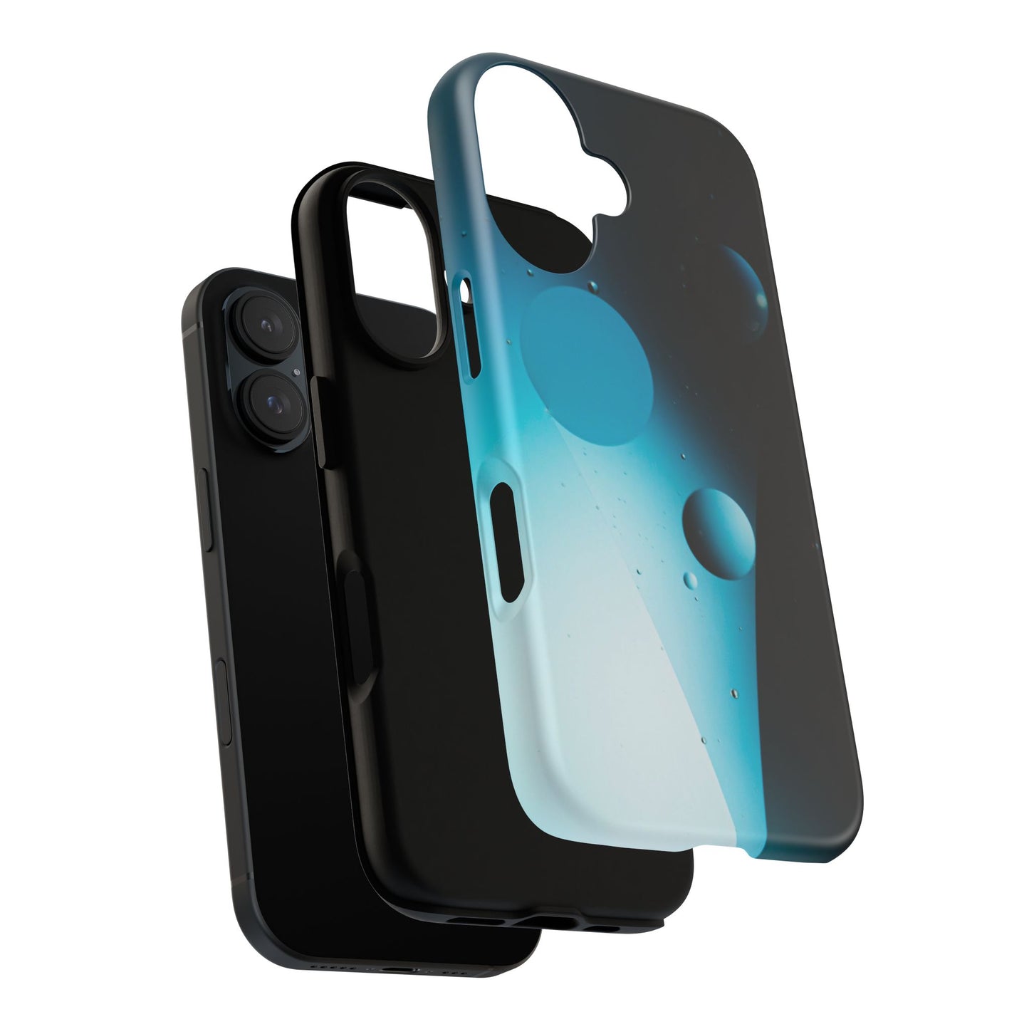 iPhone 16 series Tough phone Case - blue bubbles