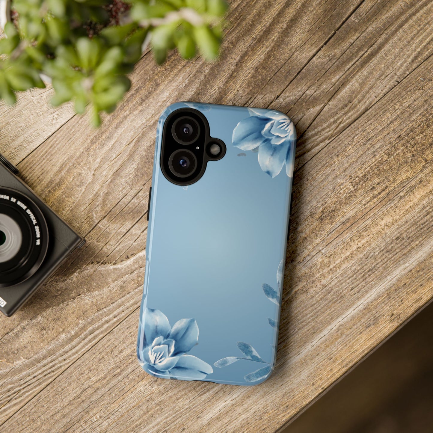 iPhone 16 series phone Case - Tough Cases with Stunning blue floral Design