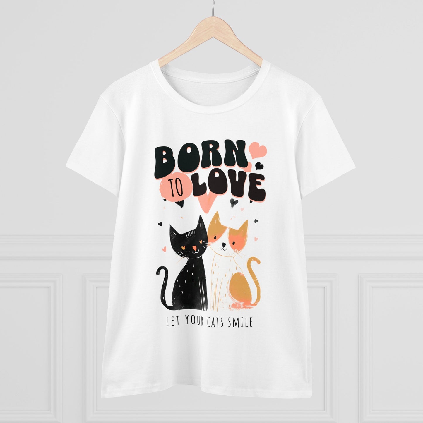 Born to love Women's Midweight Cotton Tee - Perfect for  pet cat overs