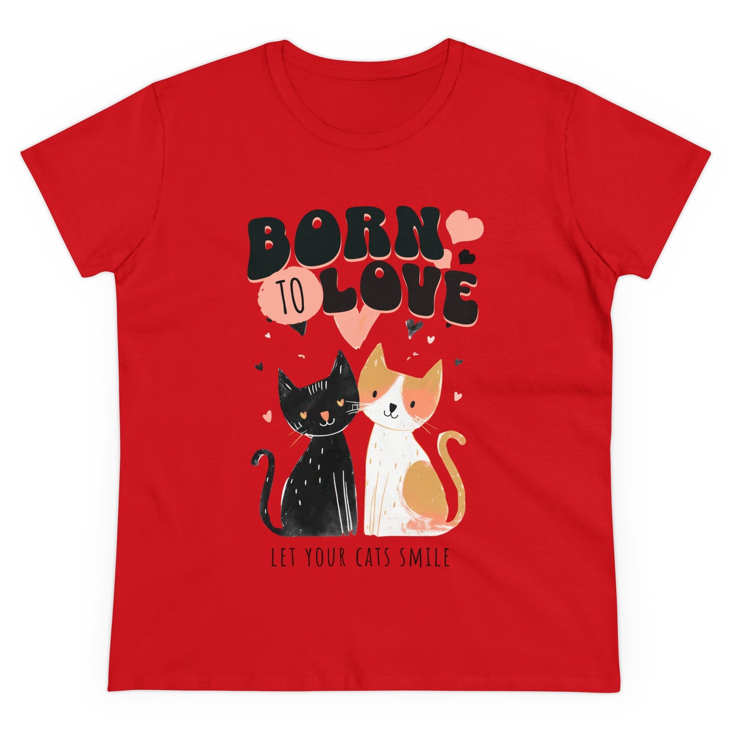 Born to love Women's Midweight Cotton Tee - Perfect for  pet cat overs