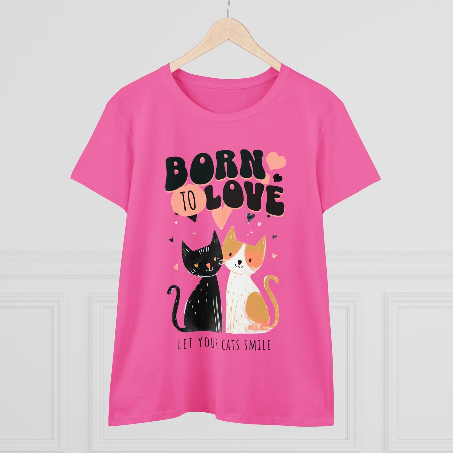 Born to love Women's Midweight Cotton Tee - Perfect for  pet cat overs