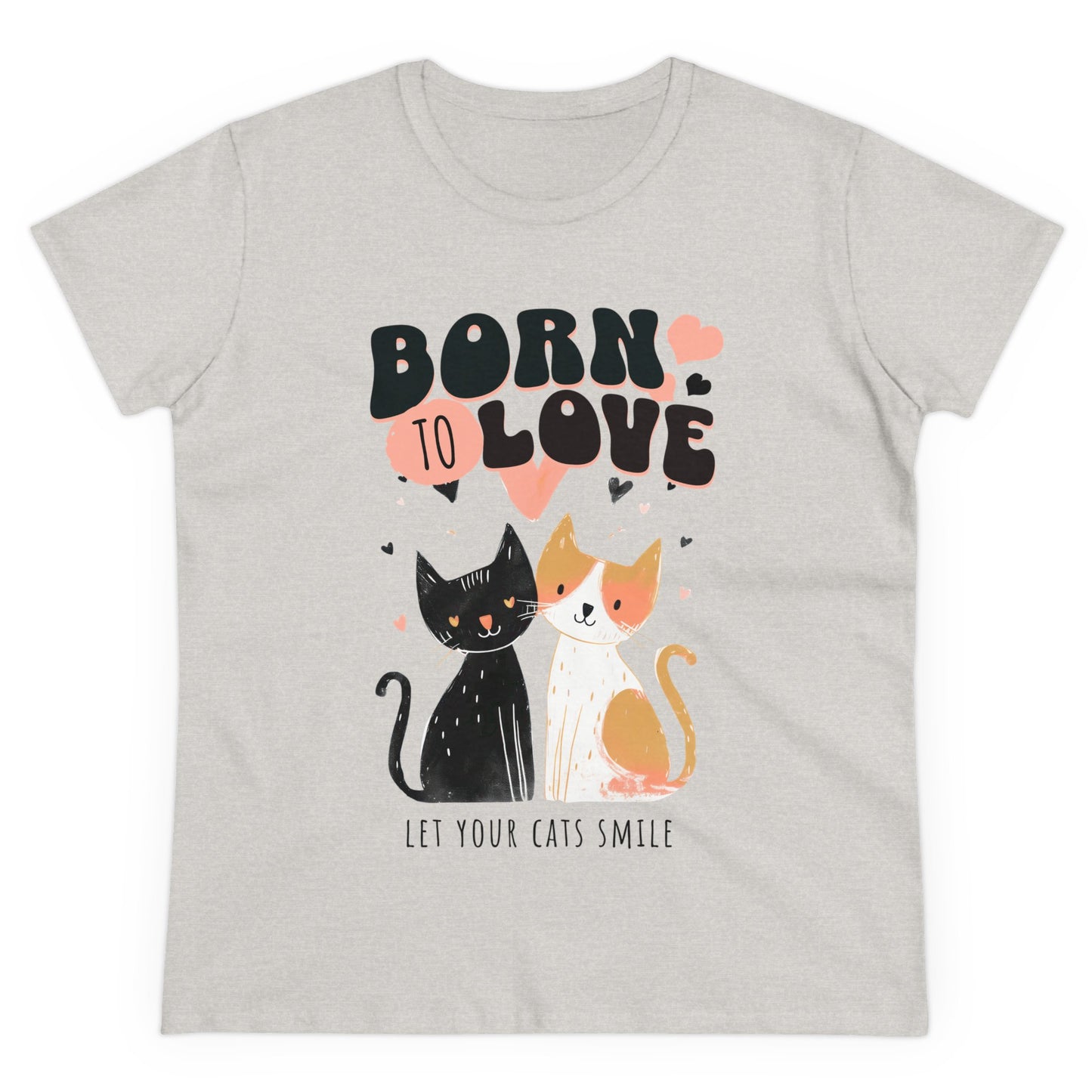 Born to love Women's Midweight Cotton Tee - Perfect for  pet cat overs